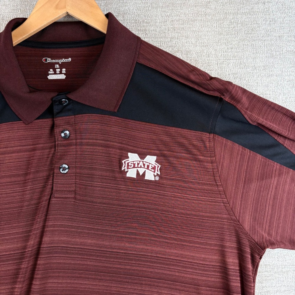 Champion Mississippi State Bulldogs Performance Polo Shirt XL Maroon NCAA SEC